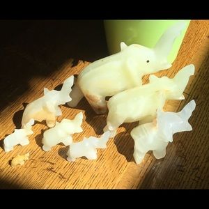 White Onyx Elephant Family of 8